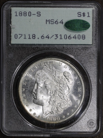 1880-S (MS64 CAC) Morgan Silver Dollar $1 PCGS Rattler