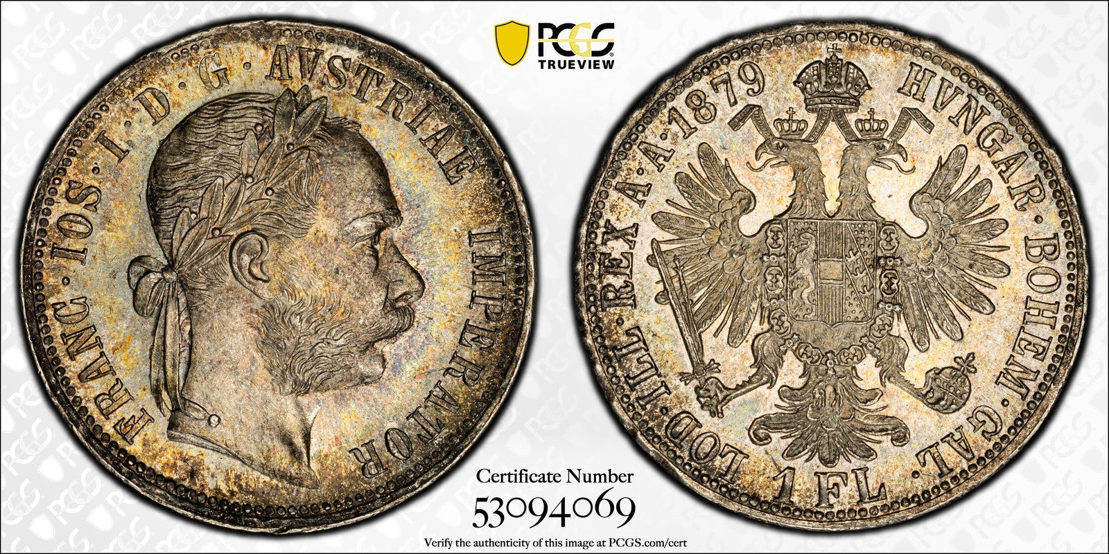1879 (MS64) Austria Franz Joseph Silver Florin PCGS - Lovely Luster