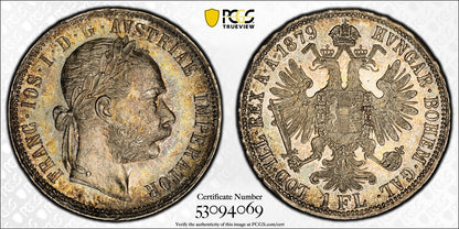 1879 (MS64) Austria Franz Joseph Silver Florin PCGS - Lovely Luster