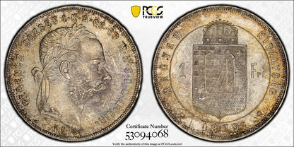 1879-KB (MS64) Hungary Franz Joseph Silver Forint PCGS - Nice Luster