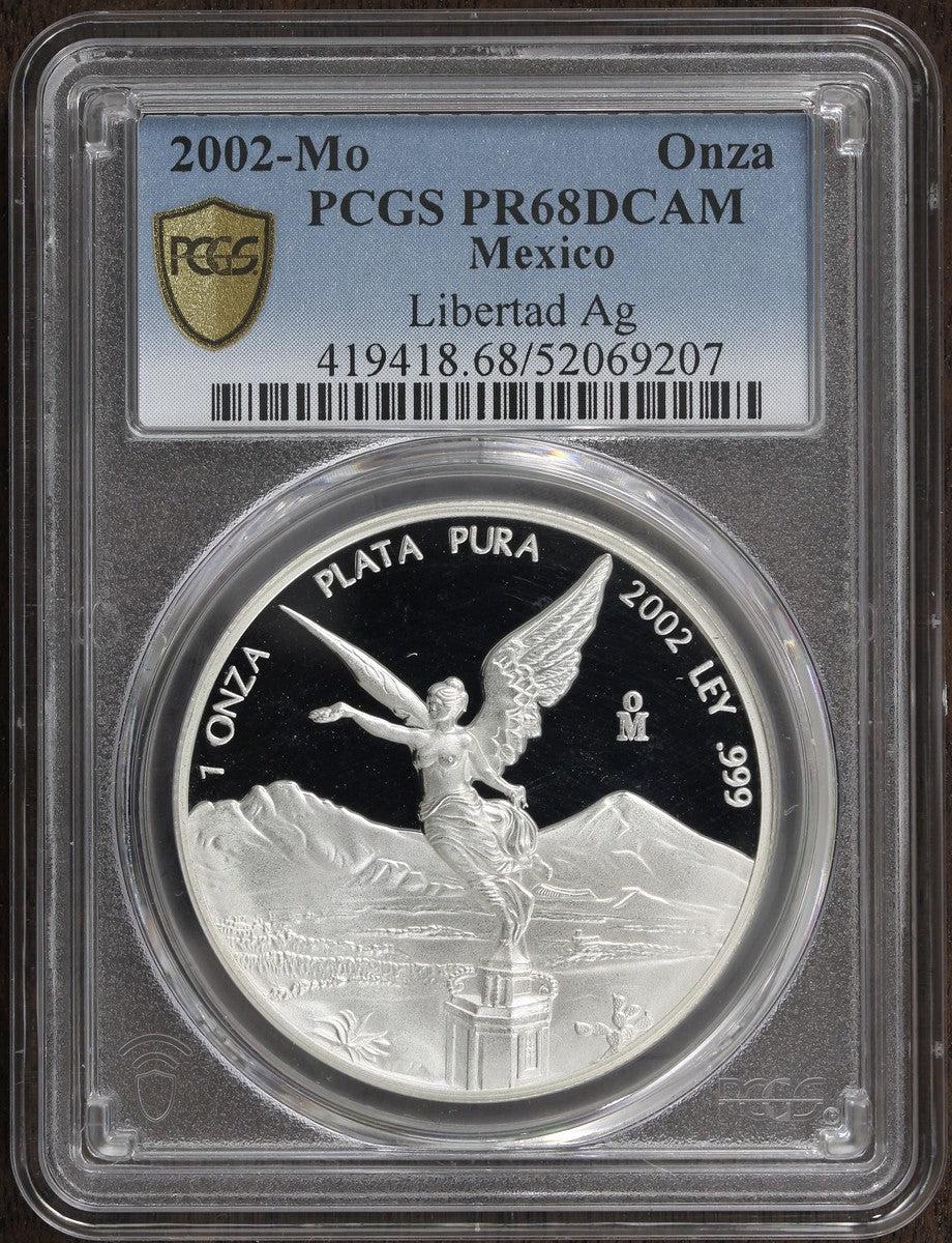 2002-Mo (PR68 DCAM) Proof Silver 1 oz Mexico Libertad Onza PCGS