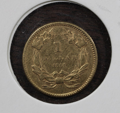 1861 Gold One Dollar G$1 AU