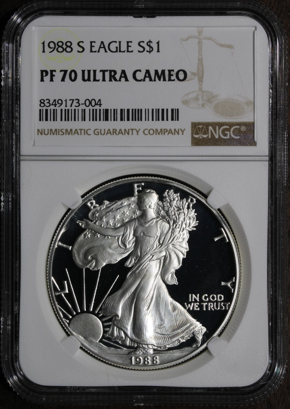 1988-S (PF70 Ultra Cameo) 1 oz Proof American Silver Eagle $1 NGC