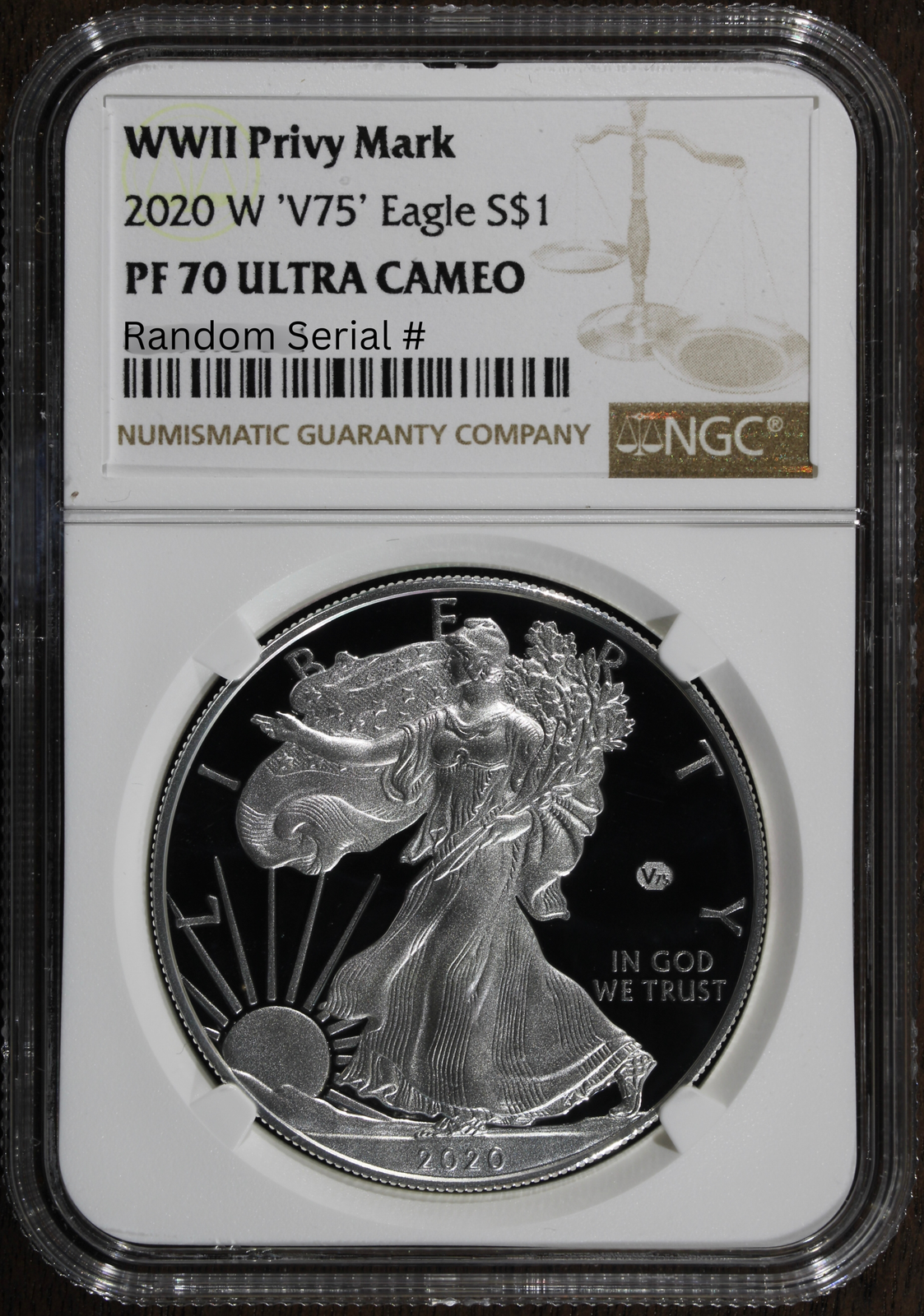 2020-W V75 (PF70) Proof Silver Eagle NGC - End of World War II