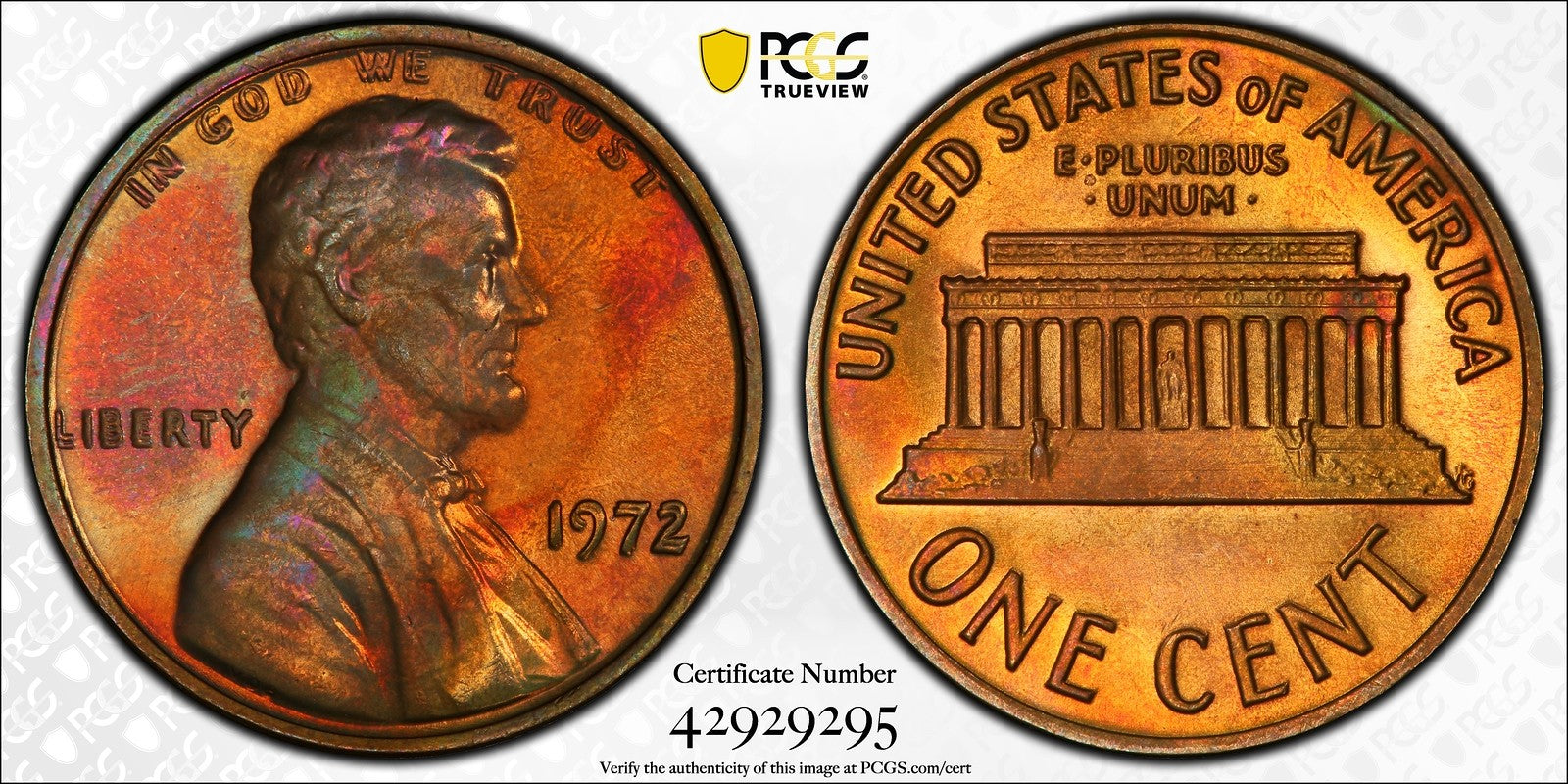 1872 (MS66+ RB) Doubled Die Obverse Lincoln Cent 1C PCGS - DDO
