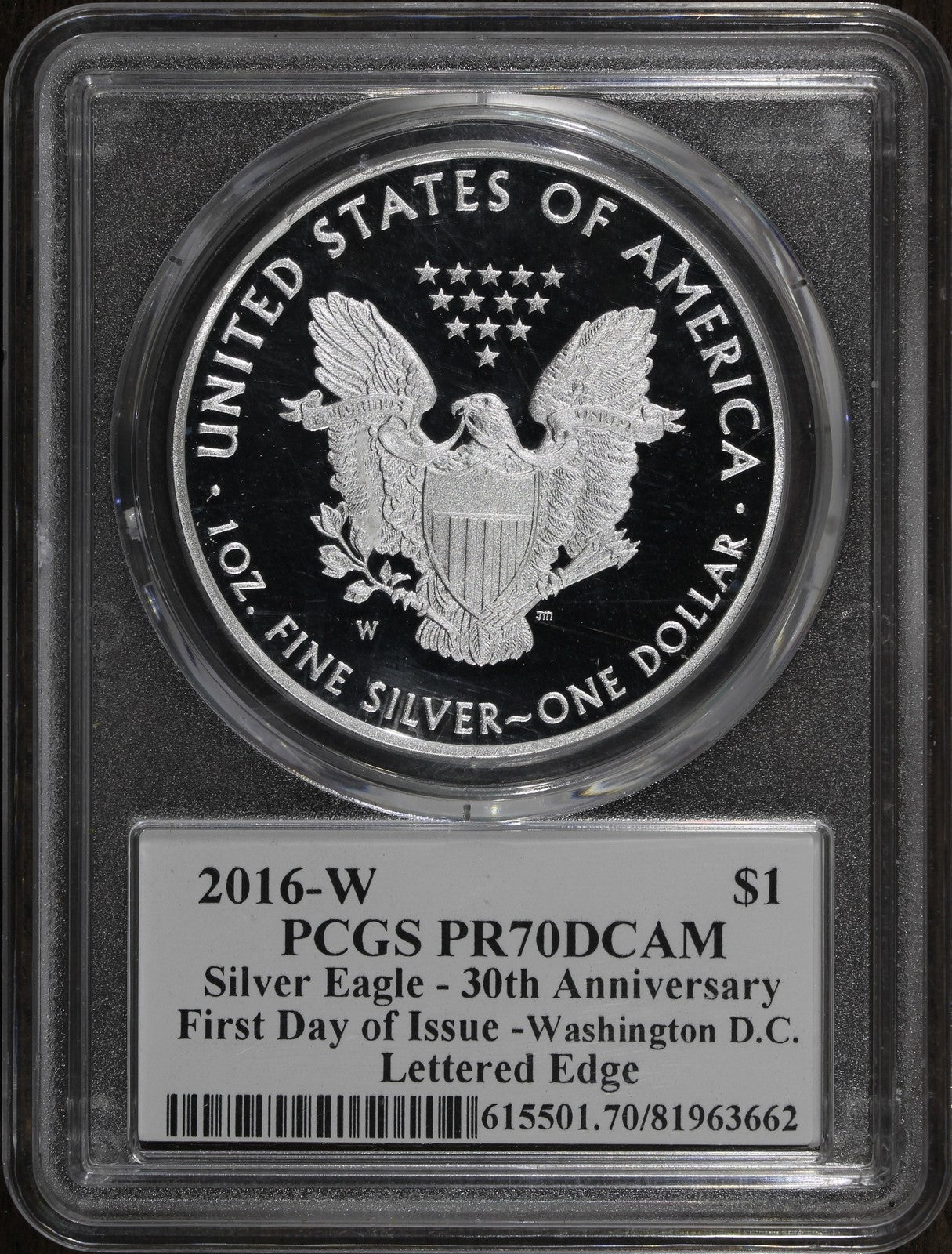 2016-W (PR70) Proof American Silver Eagle ASE $1 PCGS - Lettered Mercanti FDOI