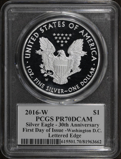2016-W (PR70) Proof American Silver Eagle ASE $1 PCGS - Lettered Mercanti FDOI