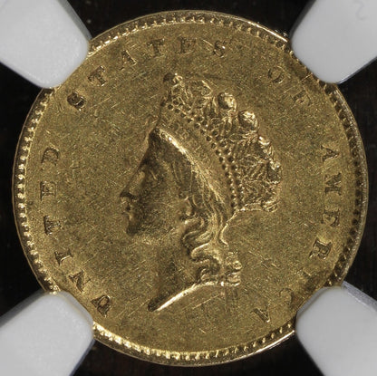 1855 (AU53) Type 2 Indian Princess Gold Dollar G$1 NGC