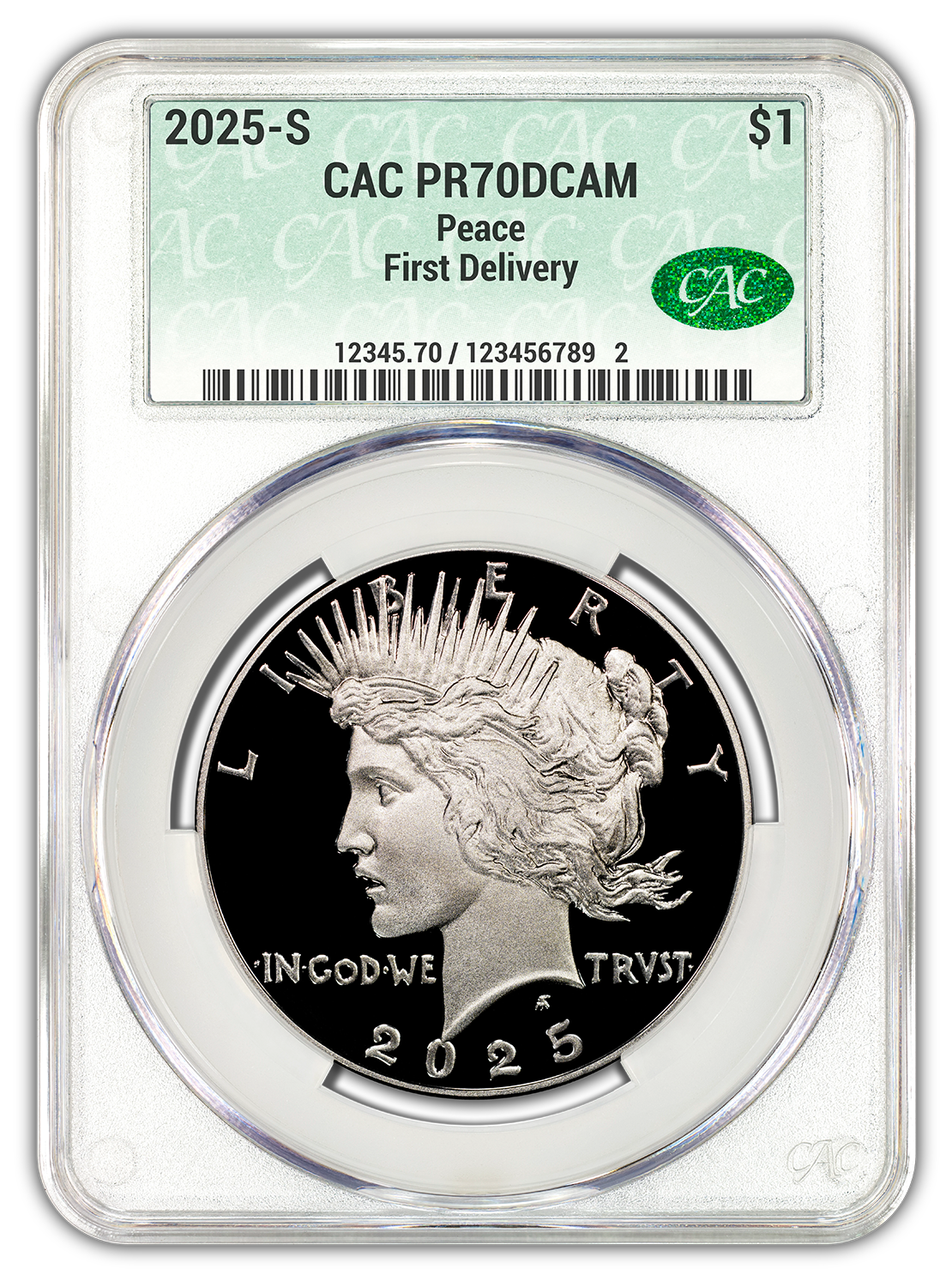 2025-S (PR70) Proof Morgan & Peace Silver Dollar (2 Coin Set) CAC FD Presale