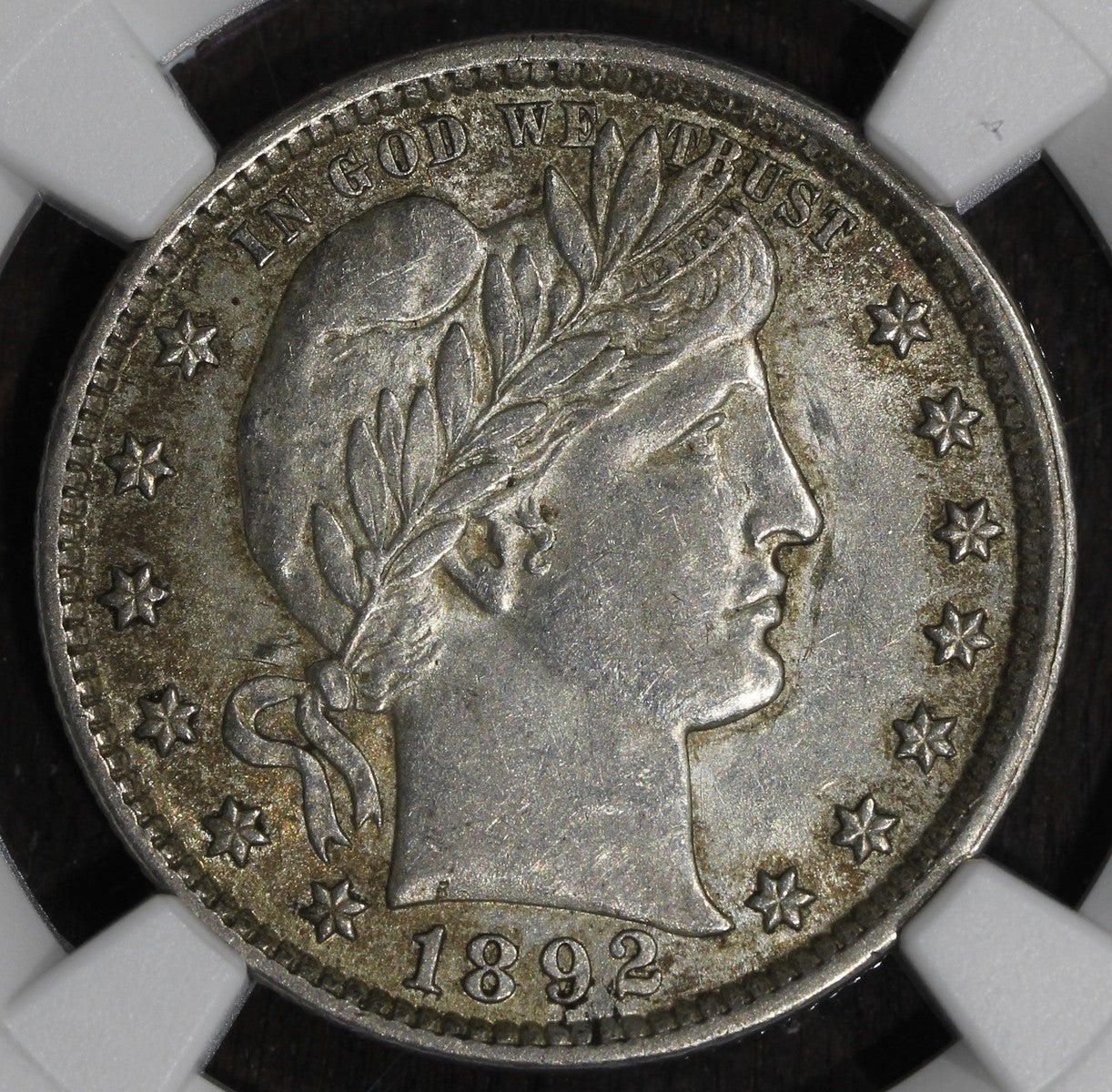 1892 (AU53) Barber Quarter 25C NGC - Better Date Barber Quarter