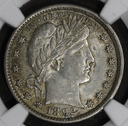 1892 (AU53) Barber Quarter 25C NGC - Better Date Barber Quarter