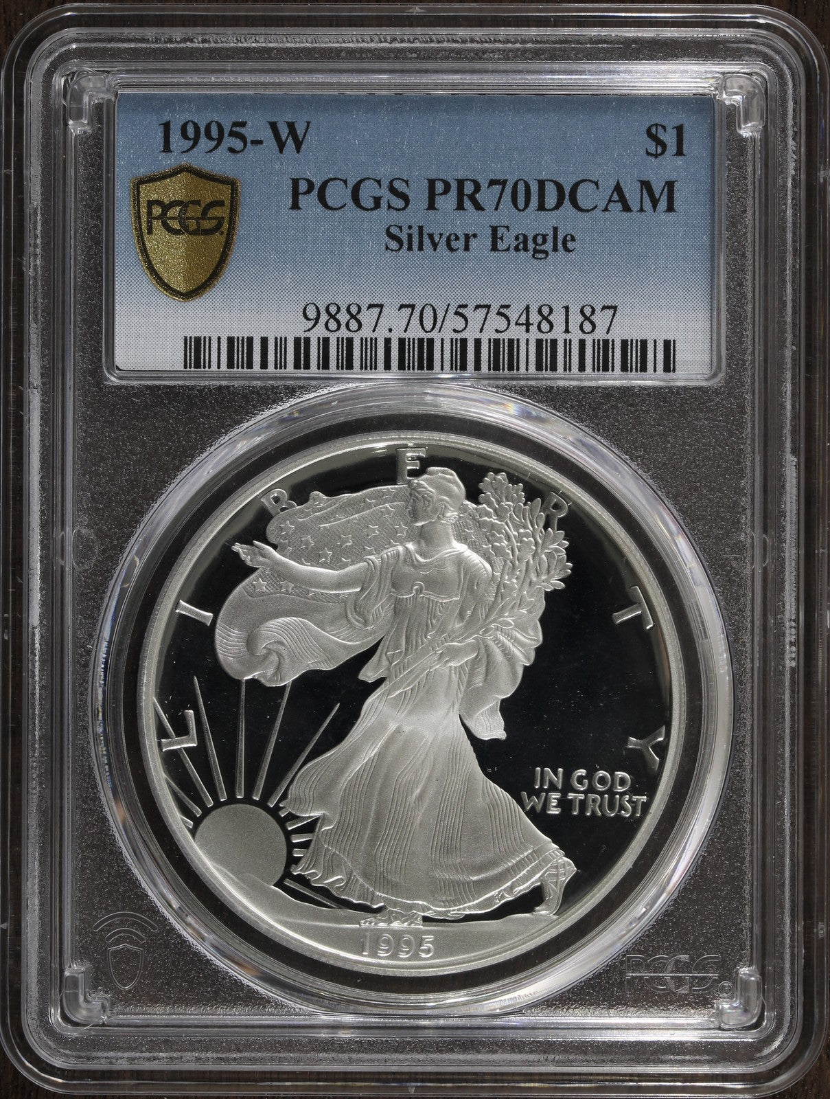 1995-W (PR70 DCAM) Proof American Silver Eagle $1 ASE PCGS - KEY DATE