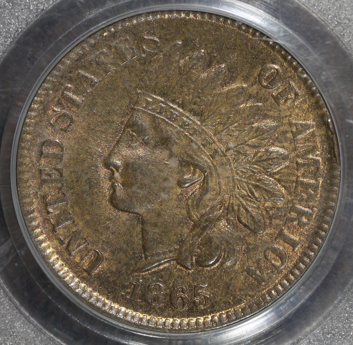 1865 (MS63RB CAC) Indian Head Cent 1C PCGS - Fancy 5