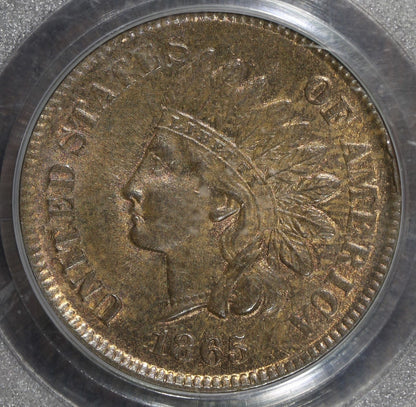 1865 (MS63RB CAC) Indian Head Cent 1C PCGS - Fancy 5