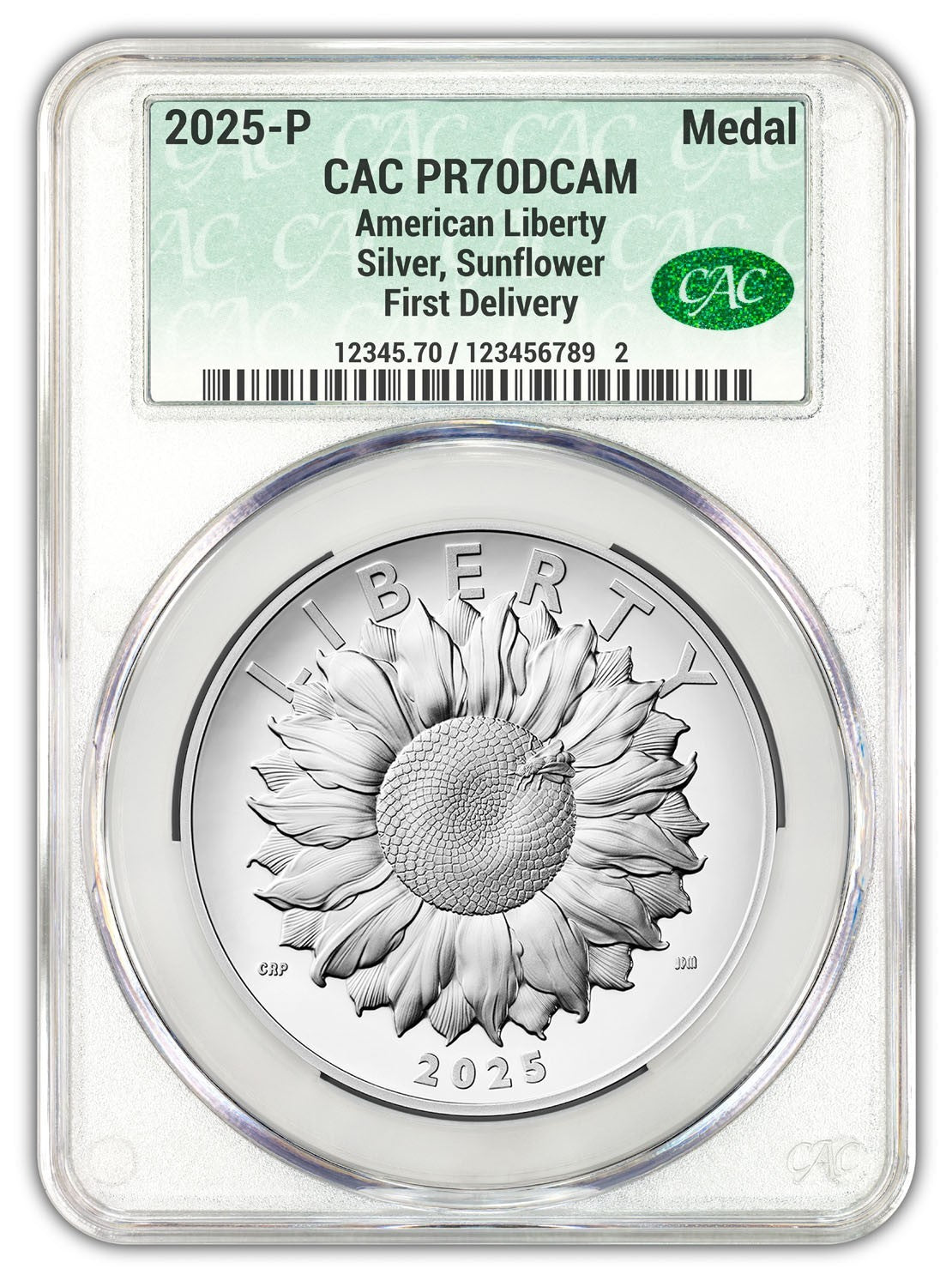 2025-W (PR70) 1 oz High Relief Silver American Liberty Medal CACG FD Flower