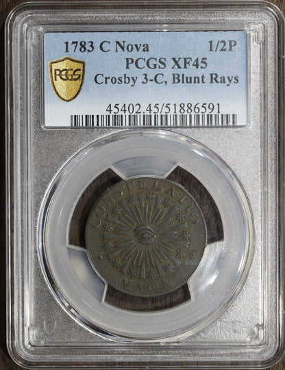 1783 (XF45) Nova Constellatio Blunt Rays Crosby 3-C 1/2P PCGS - Scarce Variety