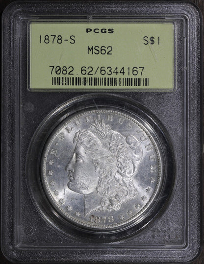 1878-S (MS62) Morgan Silver Dollar $1 PCGS OGH - First Year