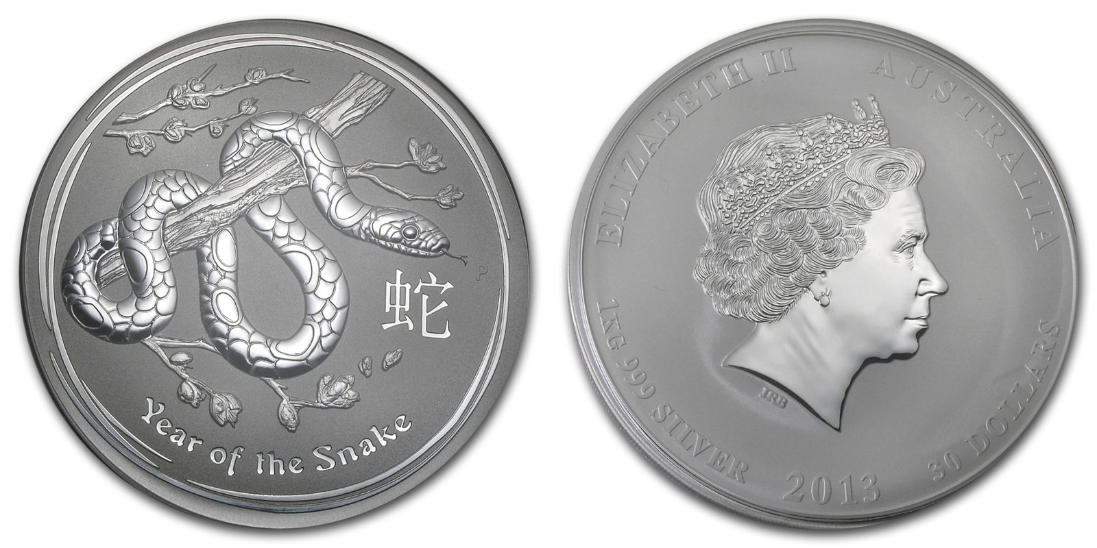 2013 1 KG Year of the Snake Australia Silver BU Round - .9999 Fine