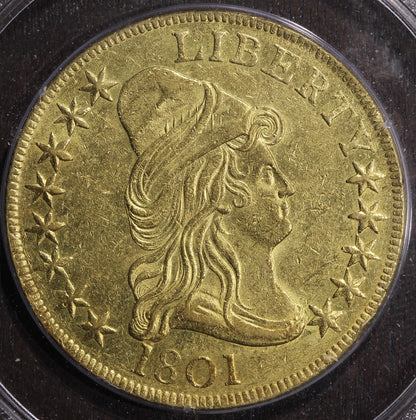 1801 (AU53) Capped Bust Gold Eagle $10 PCGS Rattler