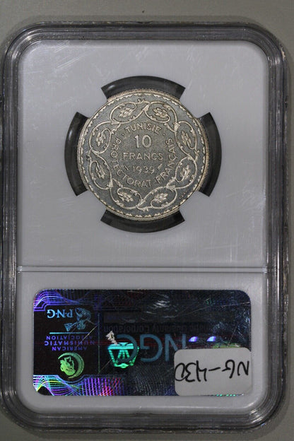 1939 Essai Proof Silver Pattern Coin Tunisia 10 Francs - KM-E22 Silver NGC PF66