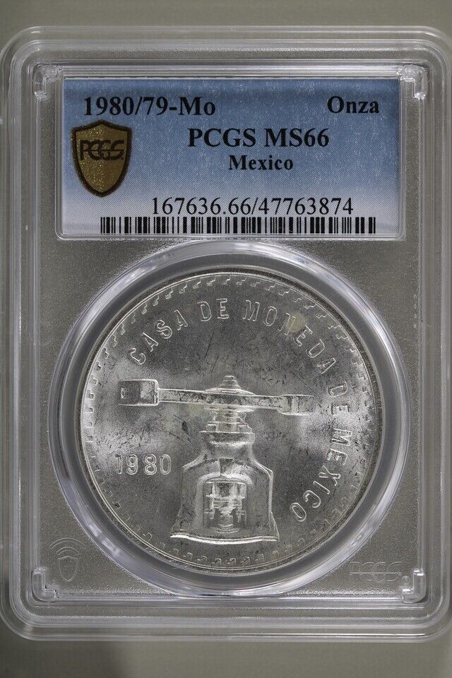 1980/79-Mo Mexico 1 oz Onza Silver PCGS MS66