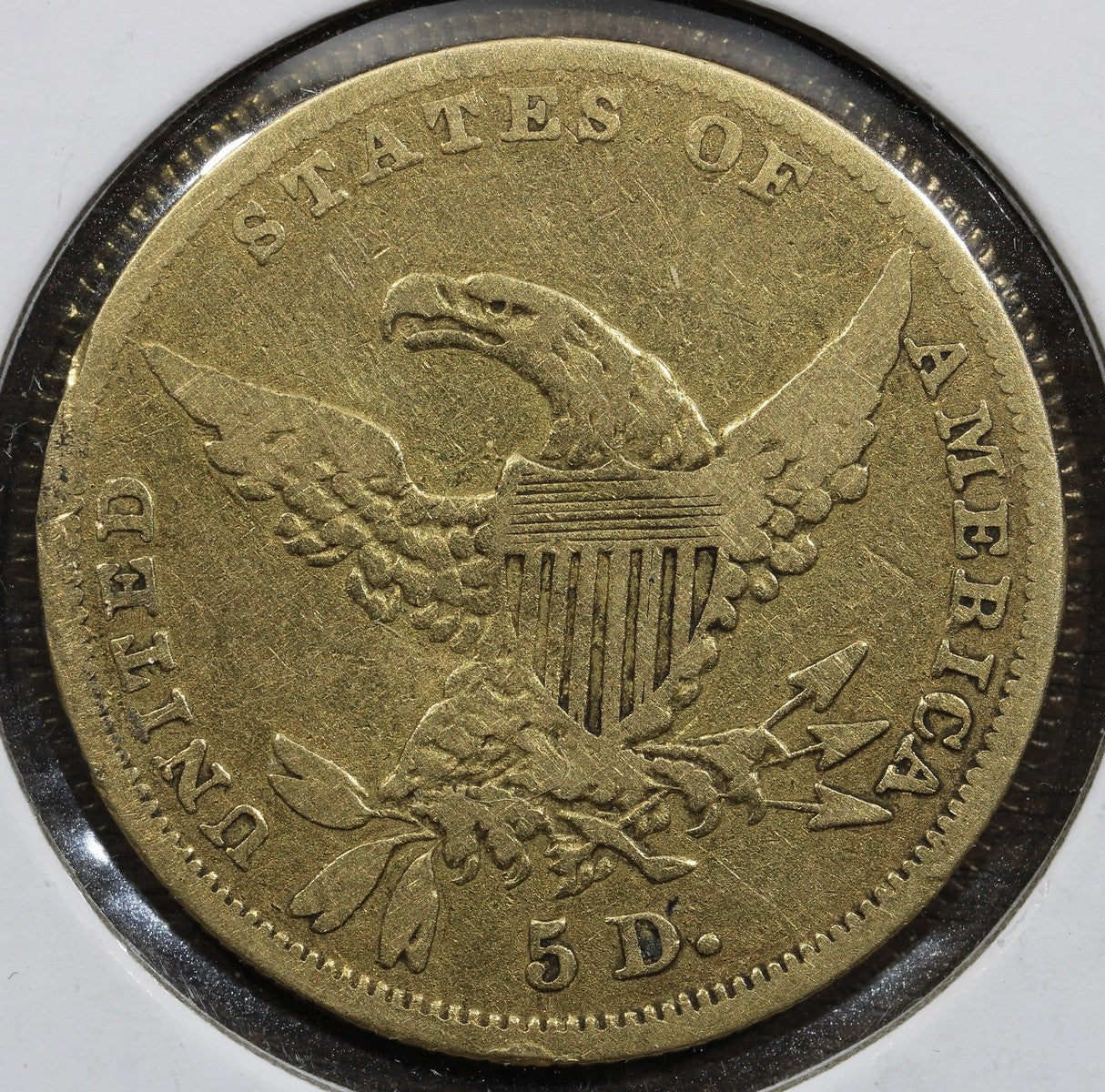 1834 Classic Head Gold Half Eagle $5 F - Nice Type