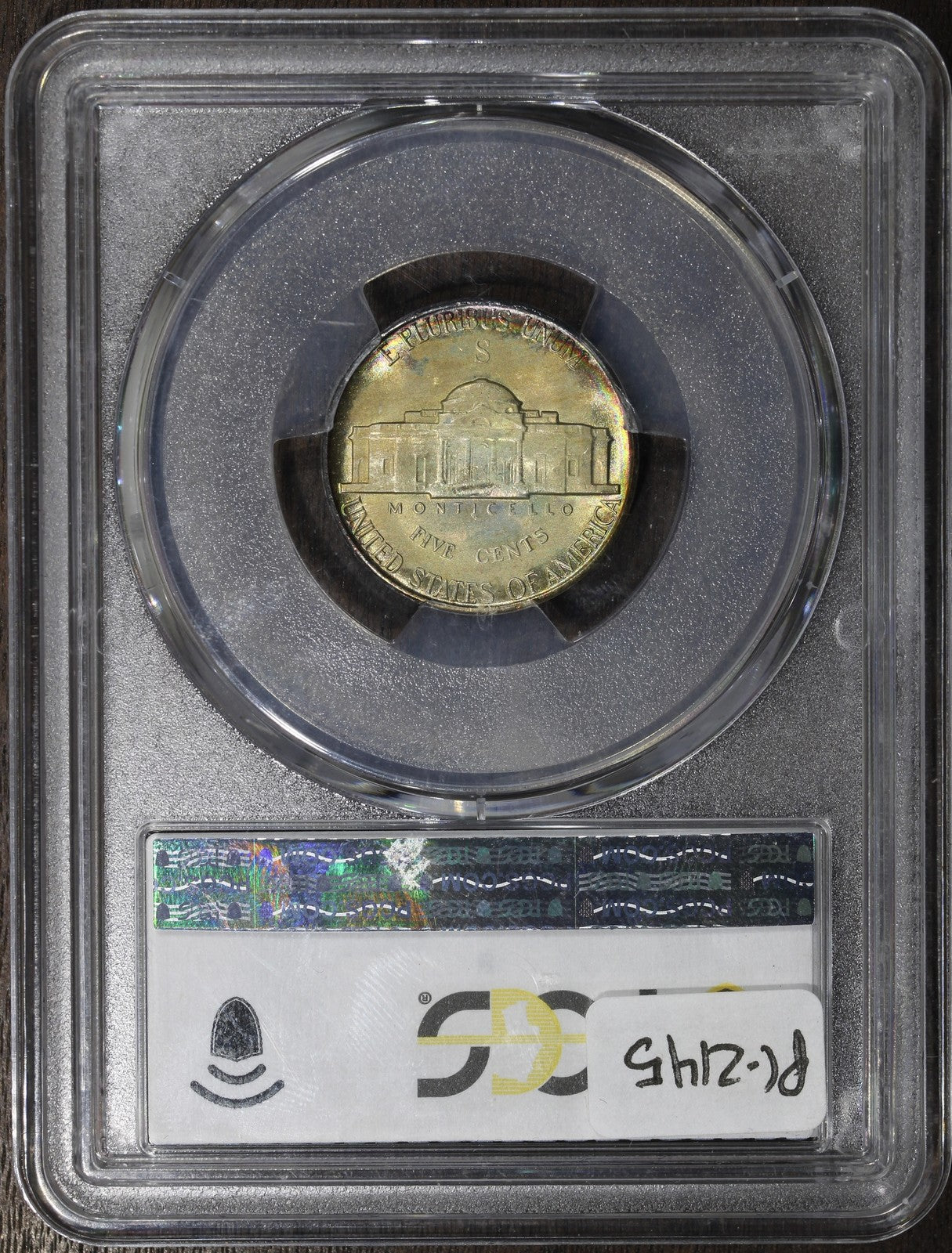 1944-S (MS67) Jefferson War Nickel 5C PCGS - Rainbow Toning