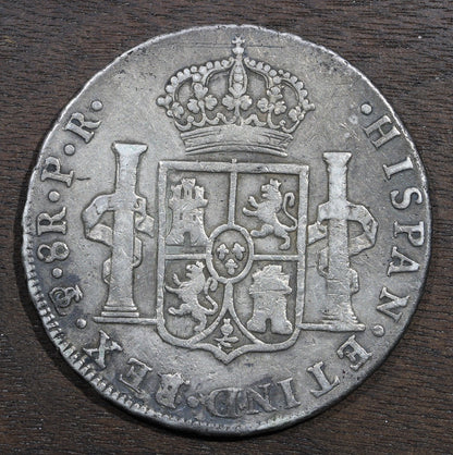 1793-Pts Spanish Empire Bolivia Silver Colonial 8 Reales 8R - Potosi Mint VF