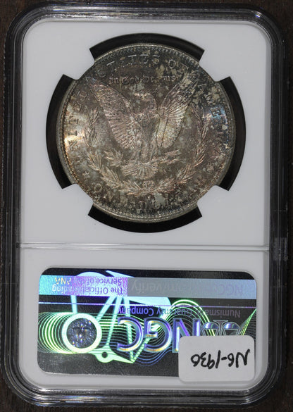 1879-S (MS62) Morgan Silver Dollar $1 PCGS - Rainbow Toned, Holder Error