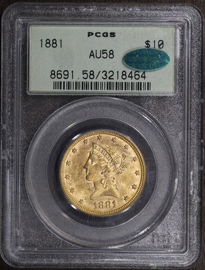 1881 (AU58 CAC) Liberty Head Gold Eagle $10 PCGS OGH