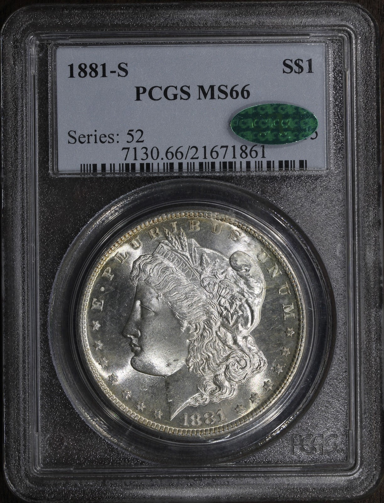 1881-S (MS66 CAC) Morgan Silver Dollar $1 PCGS - Premium Gem