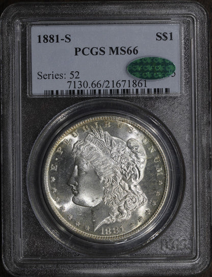 1881-S (MS66 CAC) Morgan Silver Dollar $1 PCGS - Premium Gem