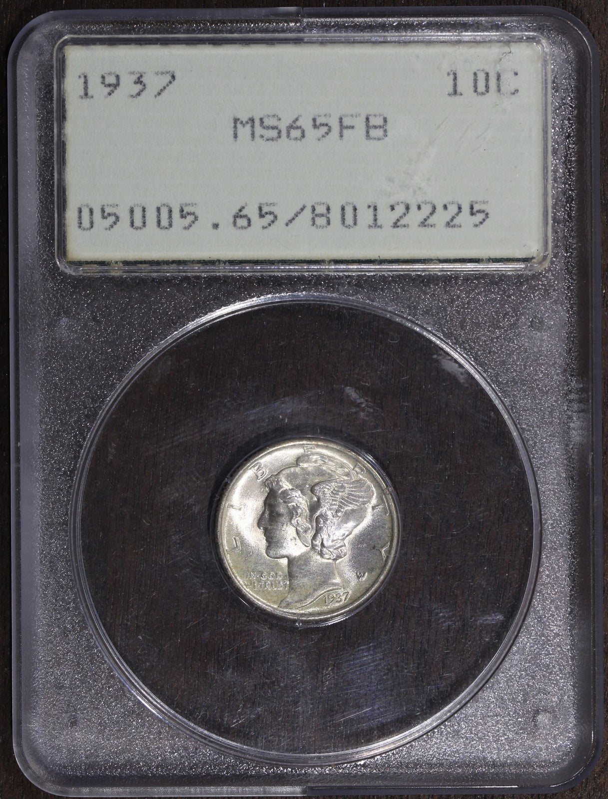1937 (MS65FB) Mercury Dime 10C PCGS OGH Rattler - Gem Mercury Dime