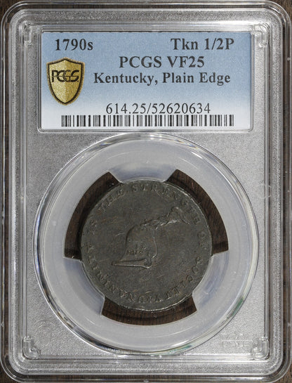 1790s (VF25) Kentucky Token Plain Edge 1/2P PCGS - Colonial