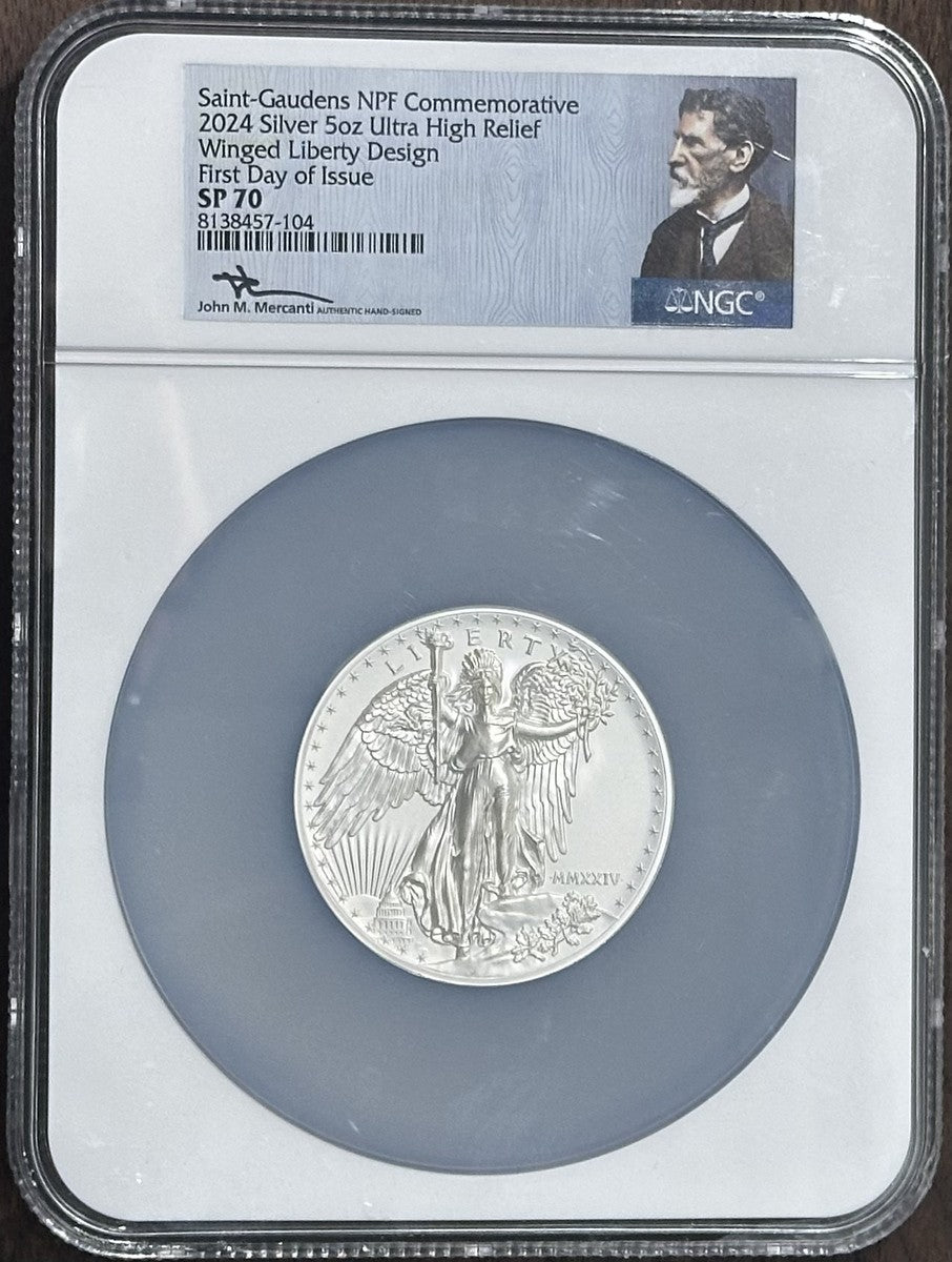 2024 (SP70) 5 oz Silver St Gauden's Winged Liberty Design Commemorative NGC
