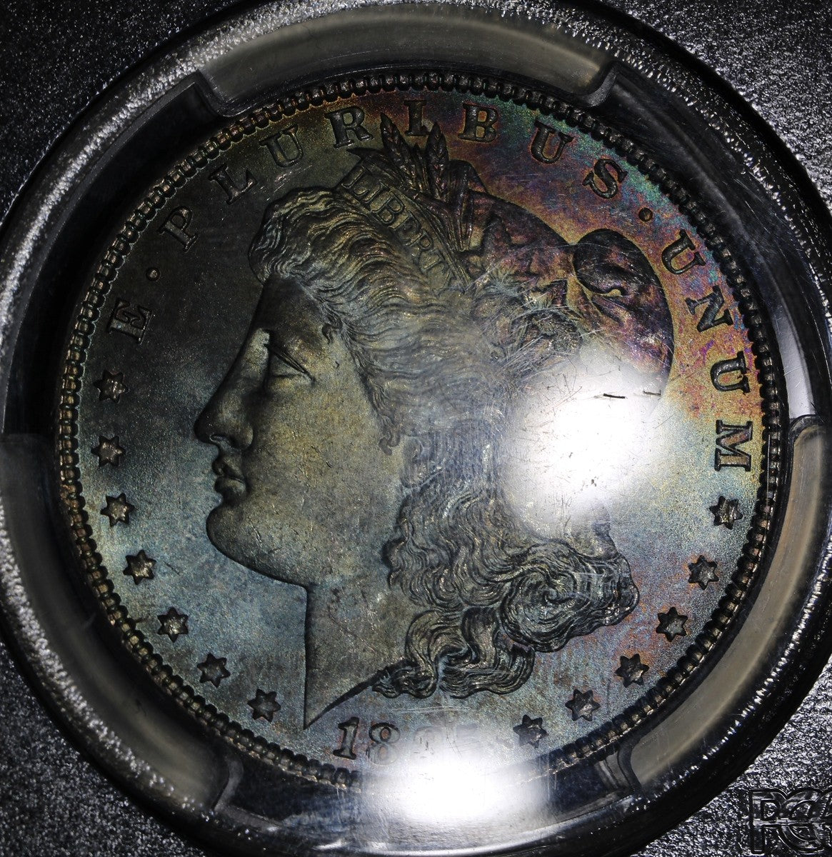 1885 (MS66+ CAC) Morgan Silver Dollar $1 PCGS - Rainbow Toned Gem