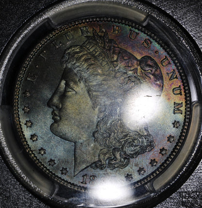 1885 (MS66+ CAC) Morgan Silver Dollar $1 PCGS - Rainbow Toned Gem