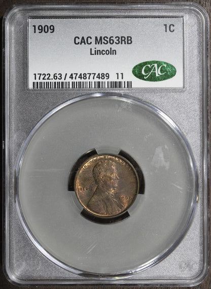 1909 (MS63RB CAC) Lincoln Wheat Cent 1C CACG - First Year