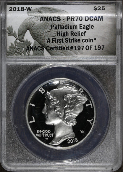 2018-W (PF70) 1 oz Proof High Relief Palladium Eagle $25 ANACS - First Strike