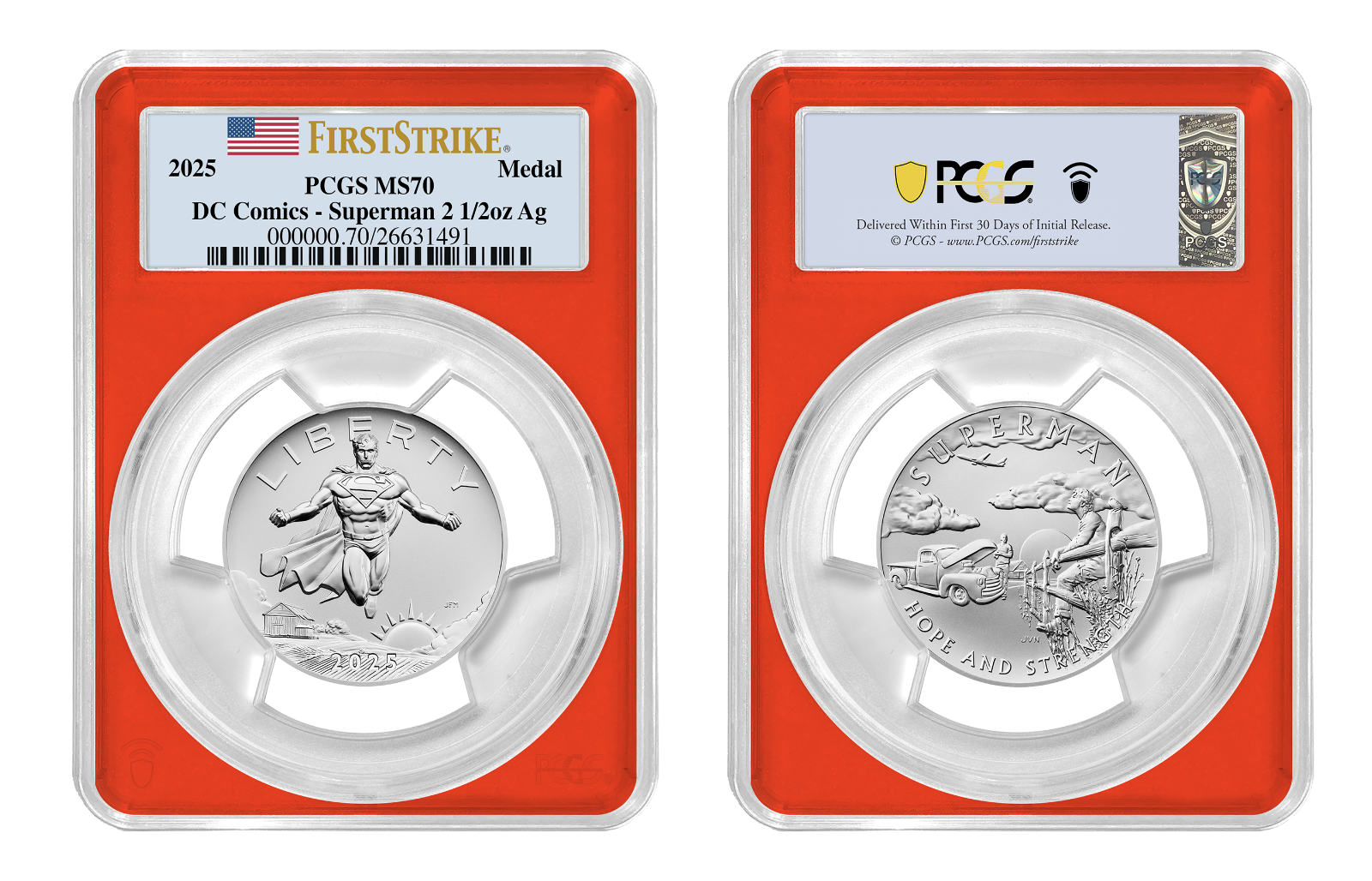 2025 (MS70) 2.5 oz Superman Silver Medal PCGS First Strike - US Mint DC Comics