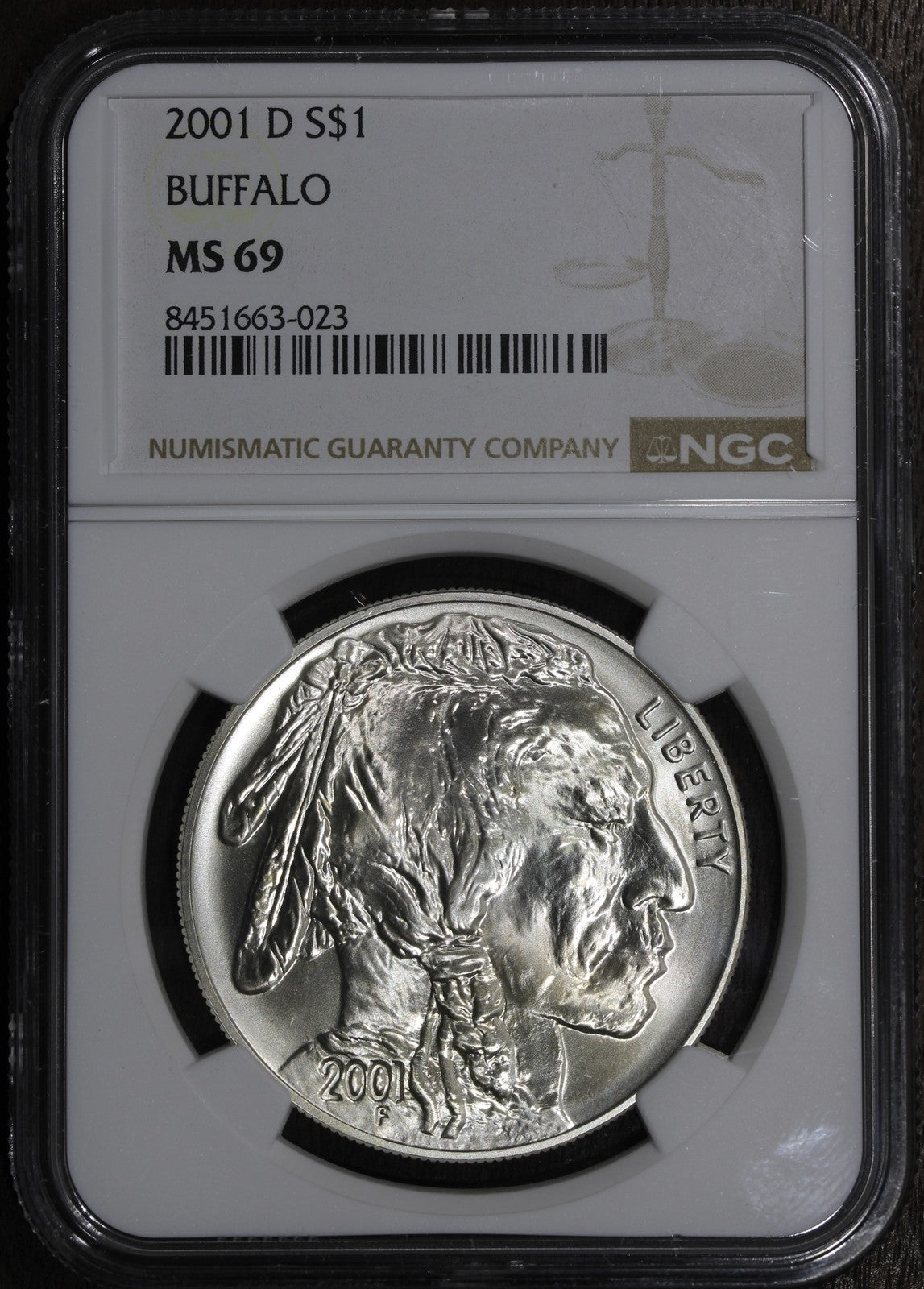 2001-D (MS69) Buffalo Silver Dollar $1 NGC