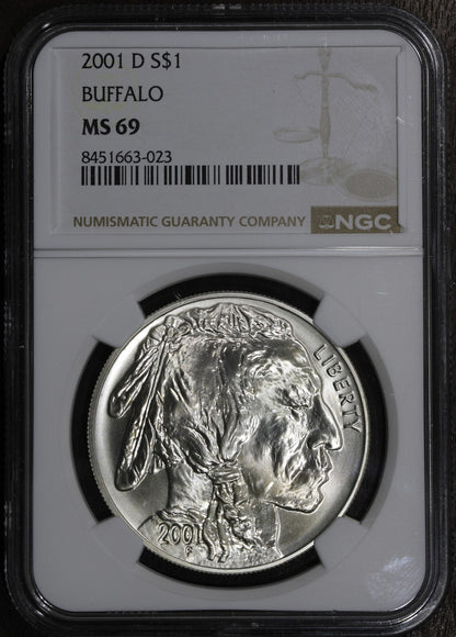 2001-D (MS69) Buffalo Silver Dollar $1 NGC