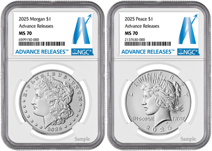 2025-P (MS70) Morgan & Peace Silver Dollar (2 Coin Set) Advanced AR NGC Presale