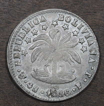 1856-Pts Bolivia Silver 4 Soles BU - Potosi Mint