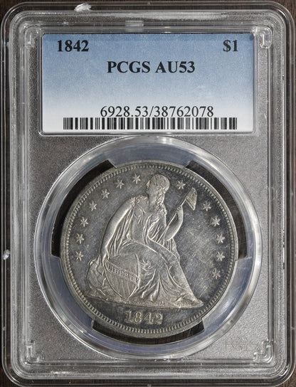 1842 (AU53) Seated Liberty Dollar $1 PCGS - Great Condition