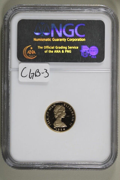 1984 1/10th Oz Isle of Man Gold Angel NGC PR69 Ultra Cameo