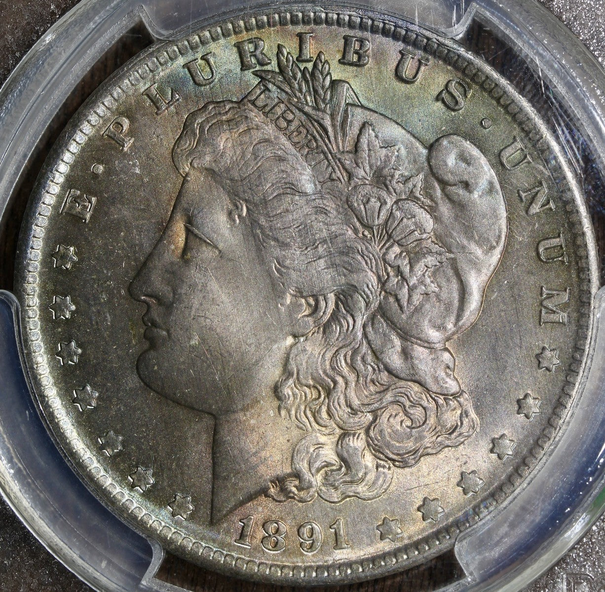 1891-O (MS64) Morgan Silver Dollar $1 PCGS - Colorful Toned