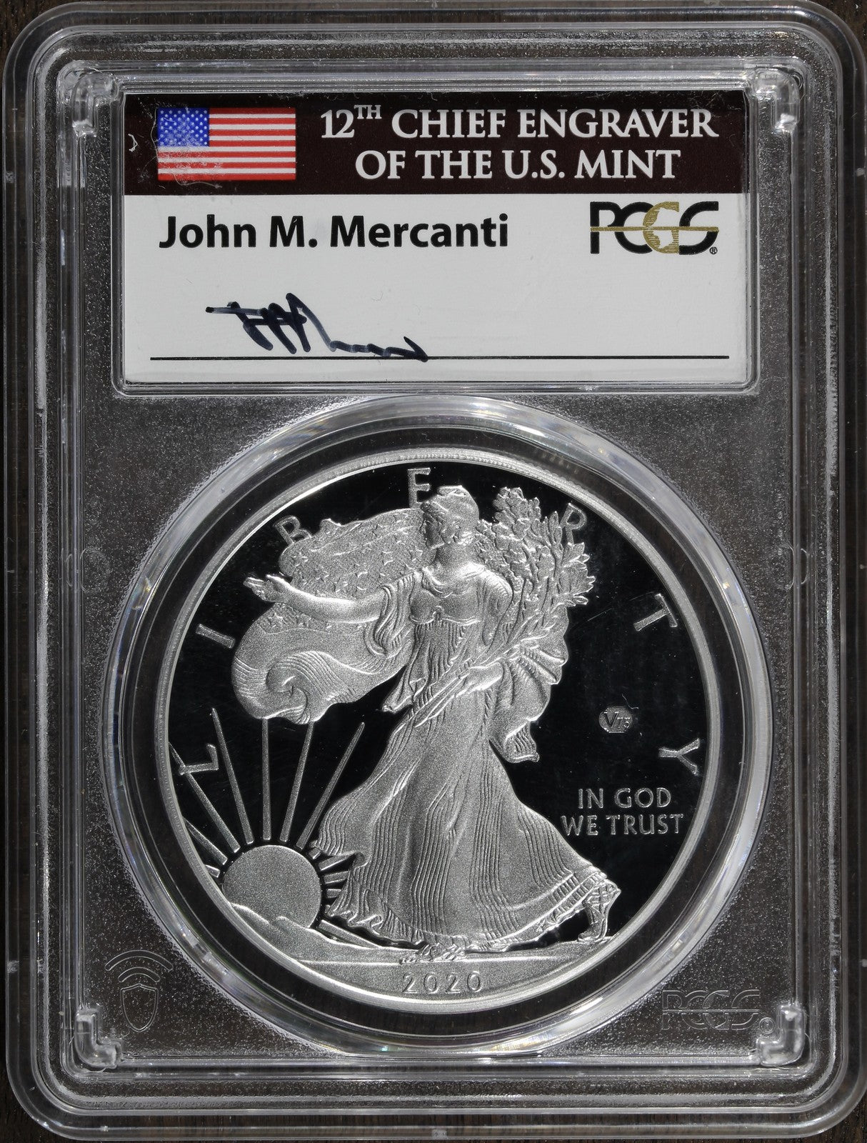 2020-W V75 (PR70 DCAM) Proof Silver Eagle PCGS First Day of Issue FDOI -Mercanti