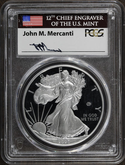 2020-W V75 (PR70 DCAM) Proof Silver Eagle PCGS First Day of Issue FDOI -Mercanti