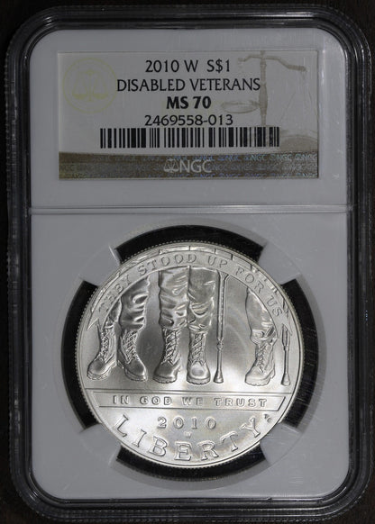 2010-W (MS70) Disabled Veterans Silver Dollar $1 NGC